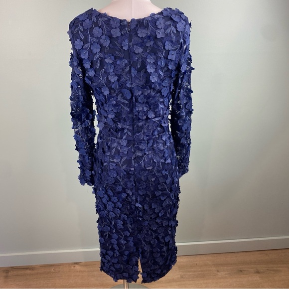 XSCAPE Navy Blue Floral 3D Applique Cocktail Formal dress size 14 - Picture 5 of 7